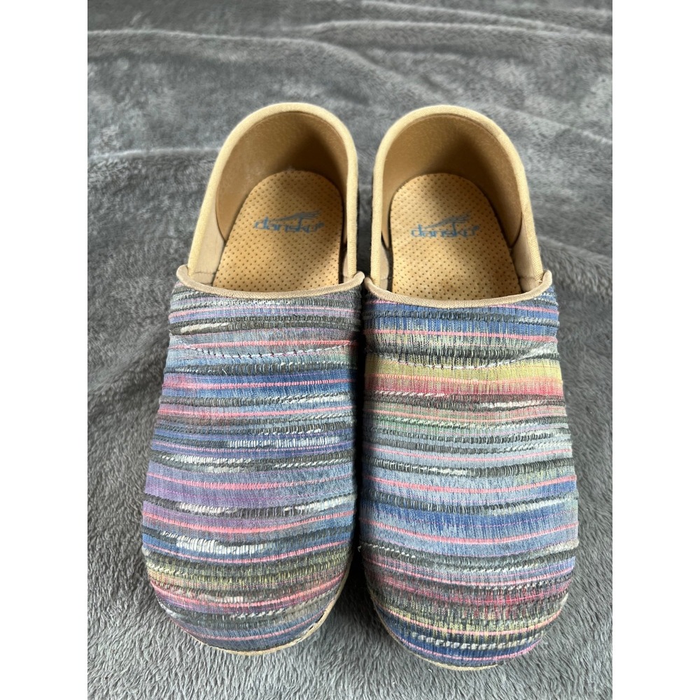 Dansko Vegan Jute Professional Clogs Womens 6.5-7/37 Multicolor Pastel Stripe